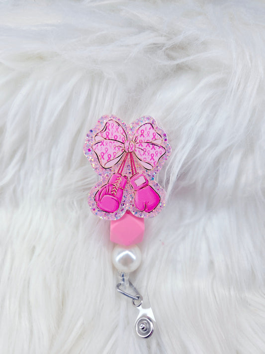 Breast Cancer Boxing Badge Reel