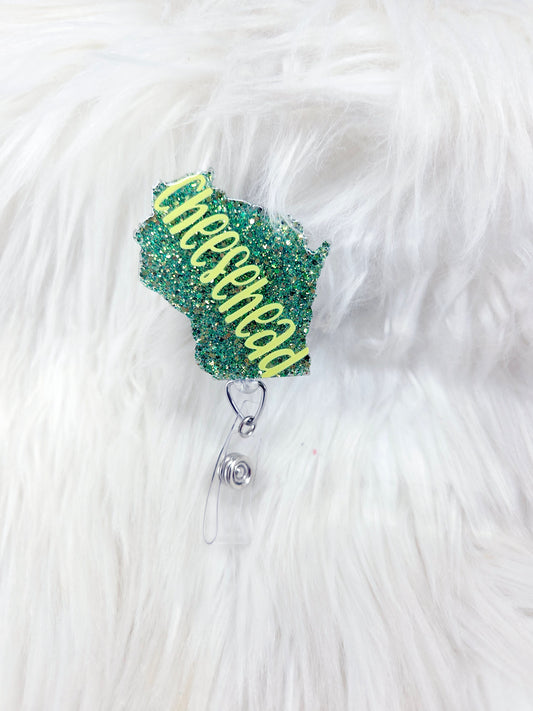 Cheesehead Wisconsin Badge Reel