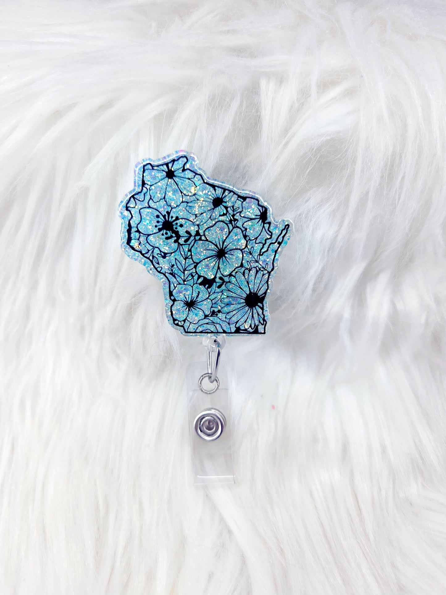 Floral Wisconsin Badge Reel