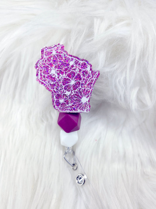 Floral Wisconsin Badge Reel