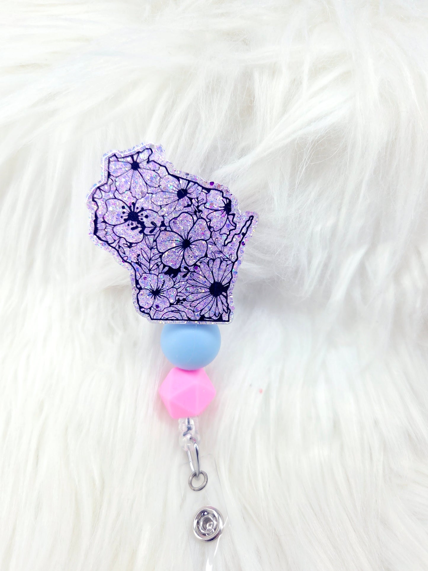Floral Wisconsin Badge Reel