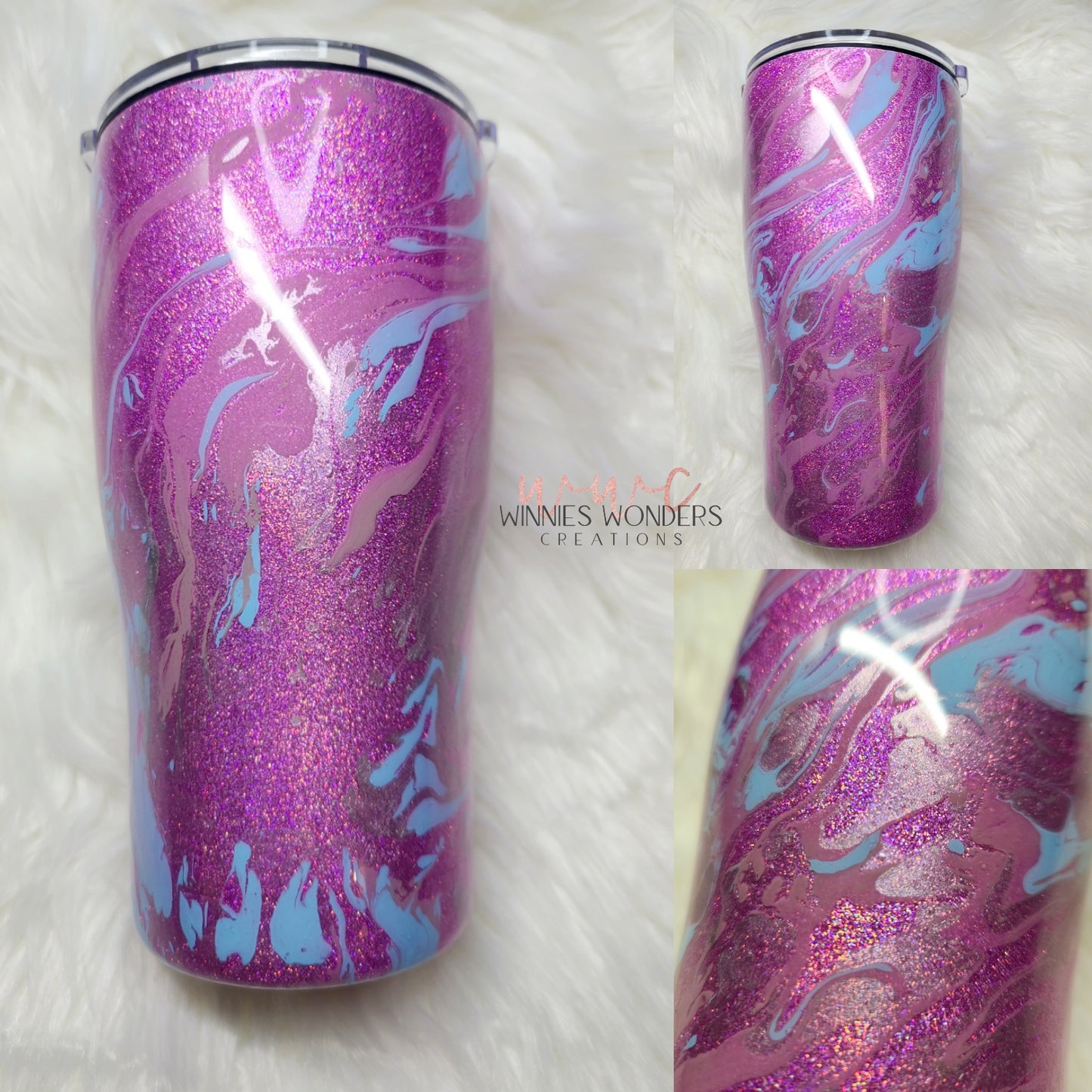 Pink Glitter Blue Hydrodip 20oz Curve Duo Tumbler