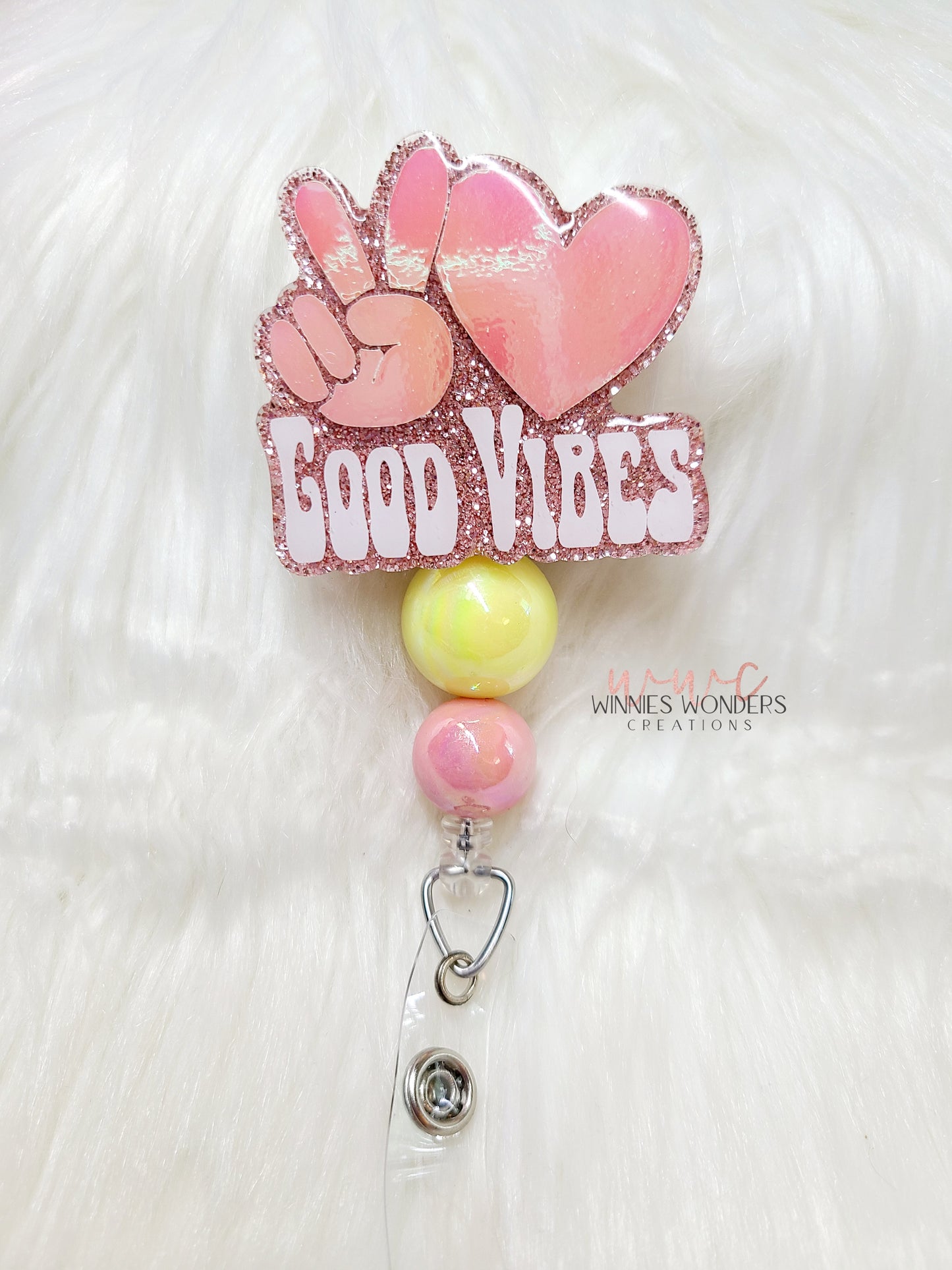 Peace Love Good Vibes Badge Reel