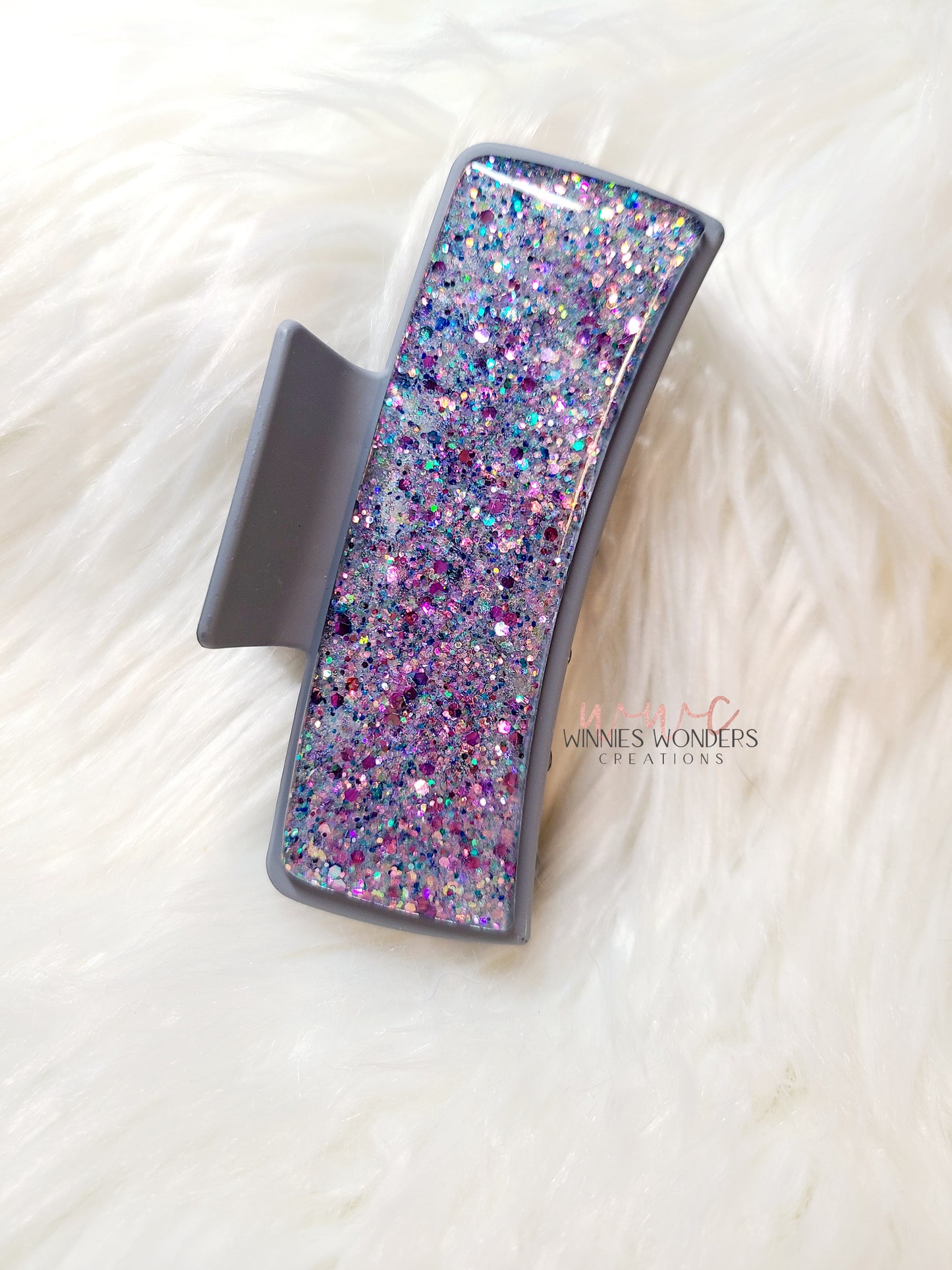 Purple/Teal Glitter/ Gray Hair Clip