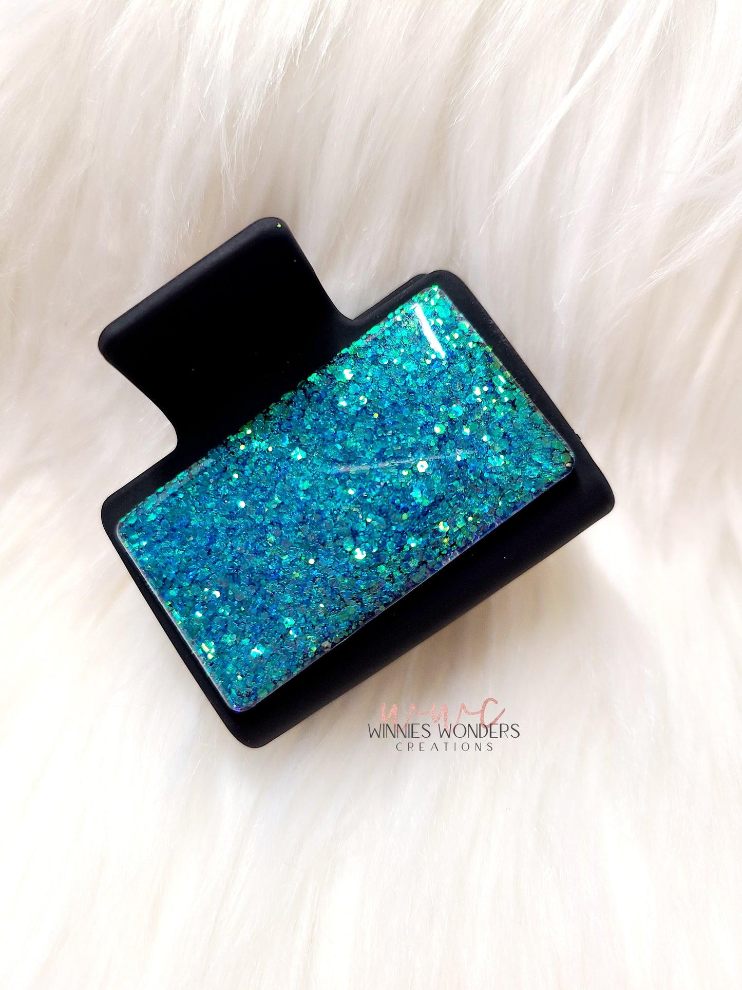 Teal/Blue Glitter Small Hair Clip