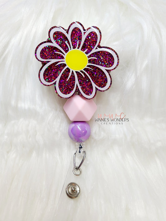 Cartoon Daisy Flower Badge Reel