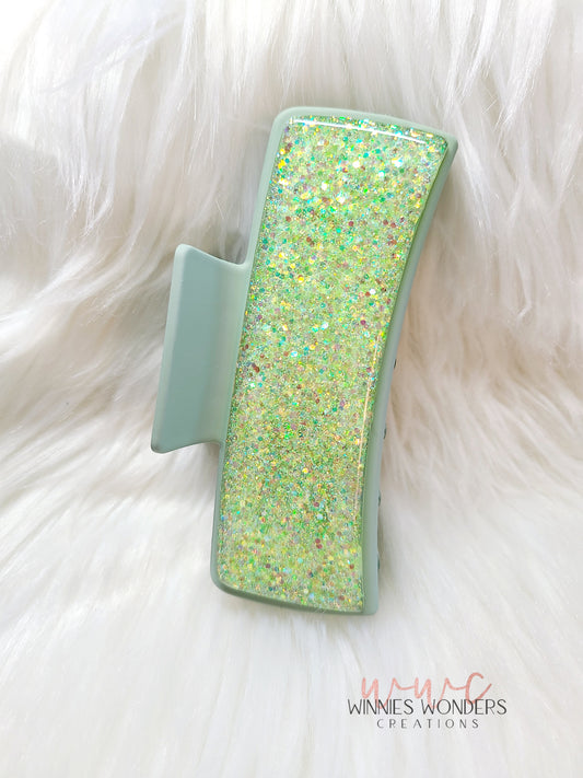 Green Glitter Hair Clip