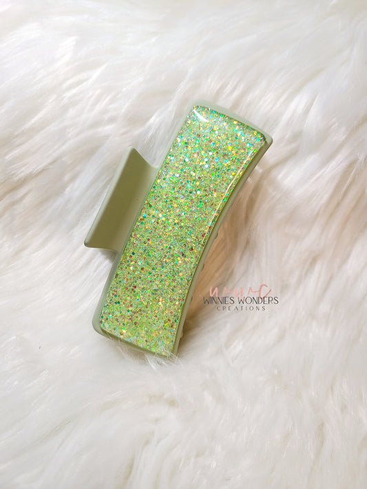 Green Glitter Hair Clip