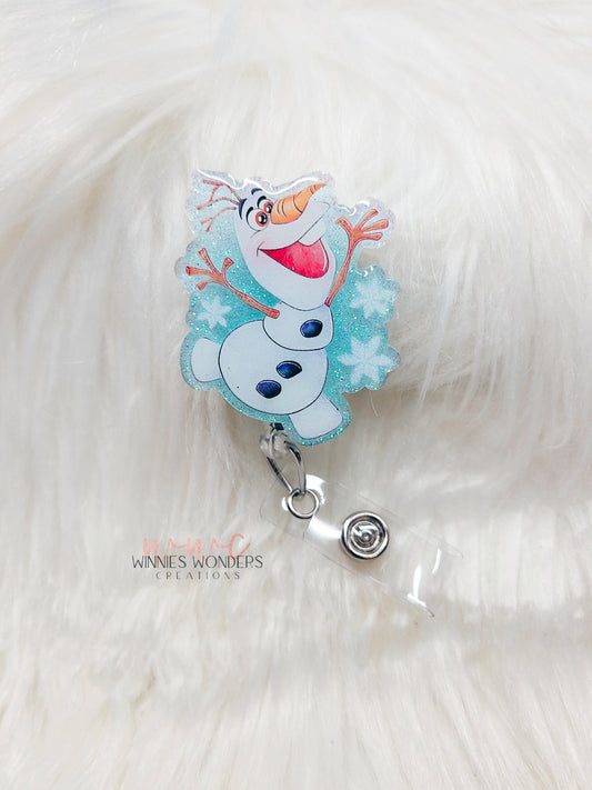 Cute Snowman Face Badge Reel