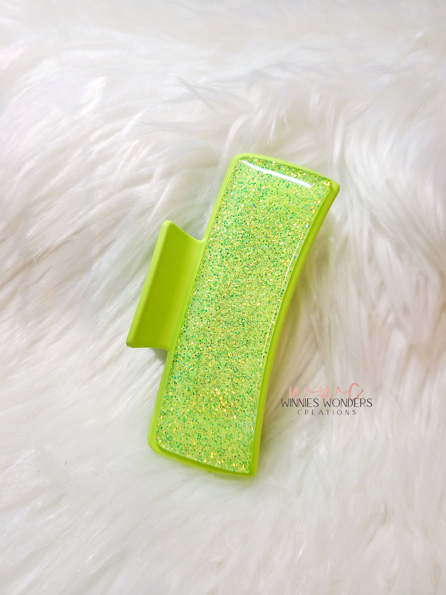 Lime Green Glitter Hair Clip