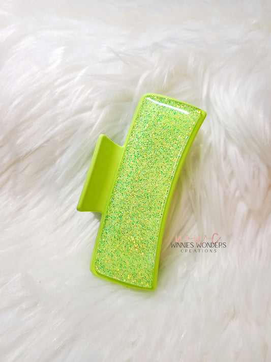 Lime Green Glitter Hair Clip