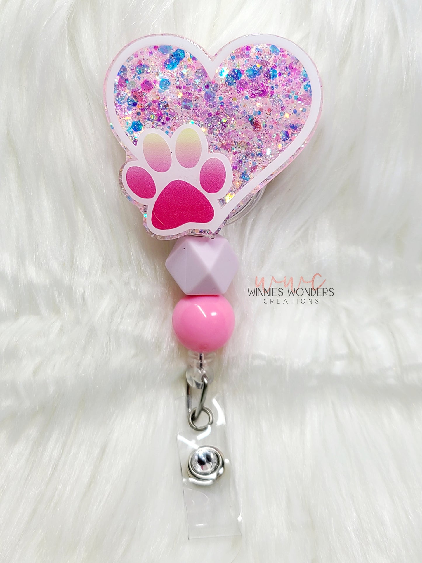 Heart with Paw Badge Reel