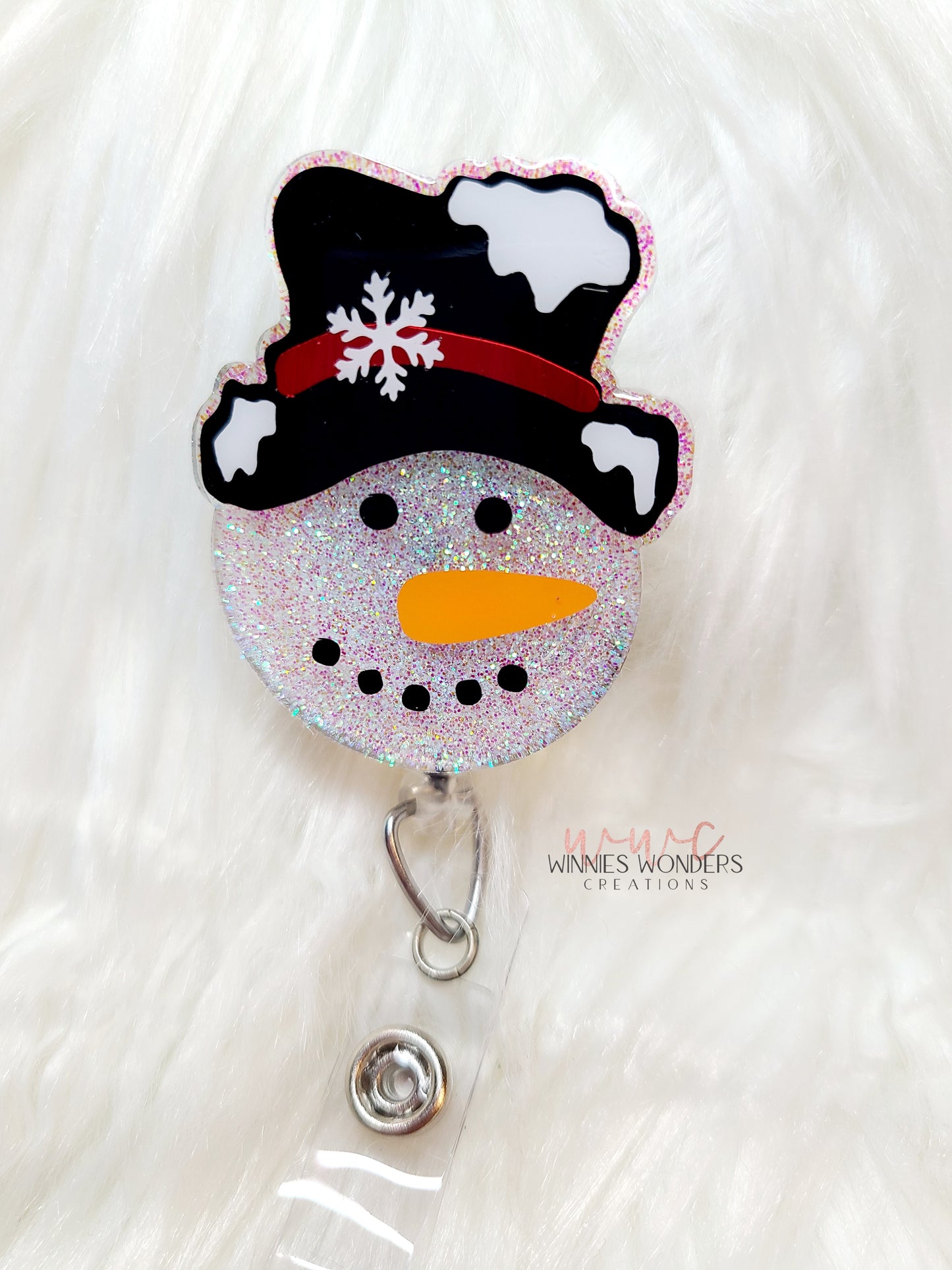 Snowman Face Badge Reel