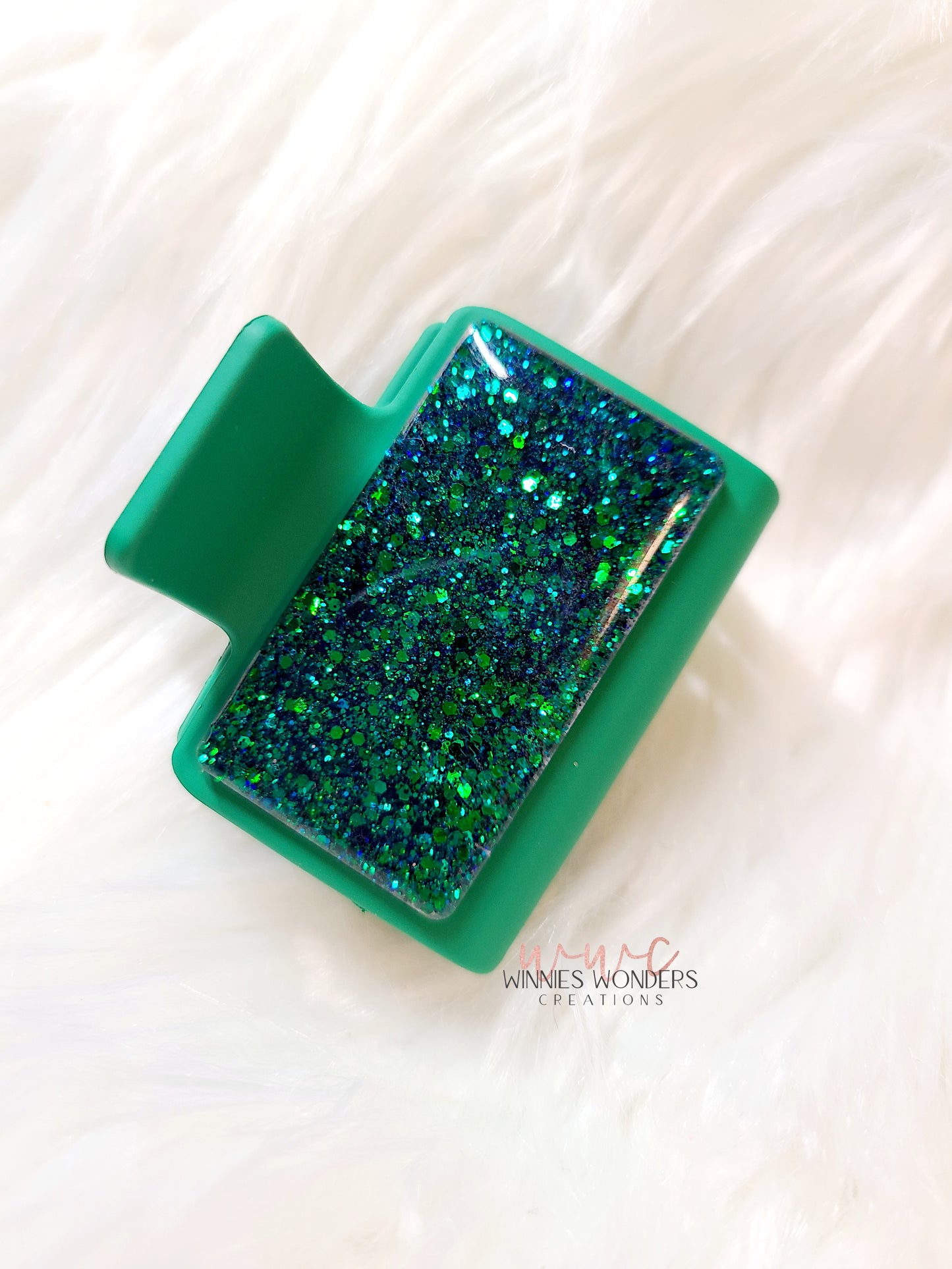 Green Glitter Small Hair Clip