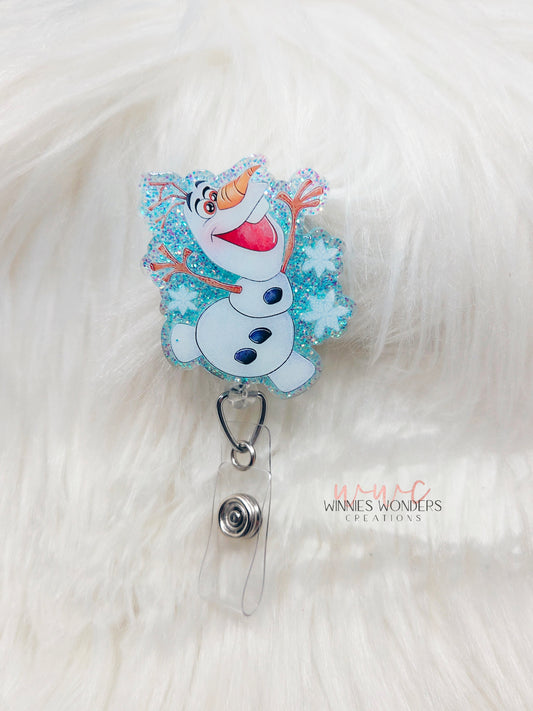 Cute Snowman Face Badge Reel
