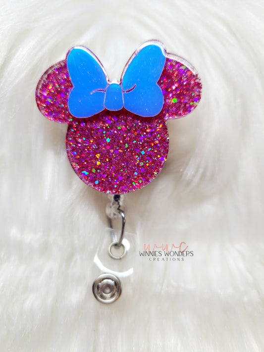 Mouse Ears w/ Bow Badge Reel