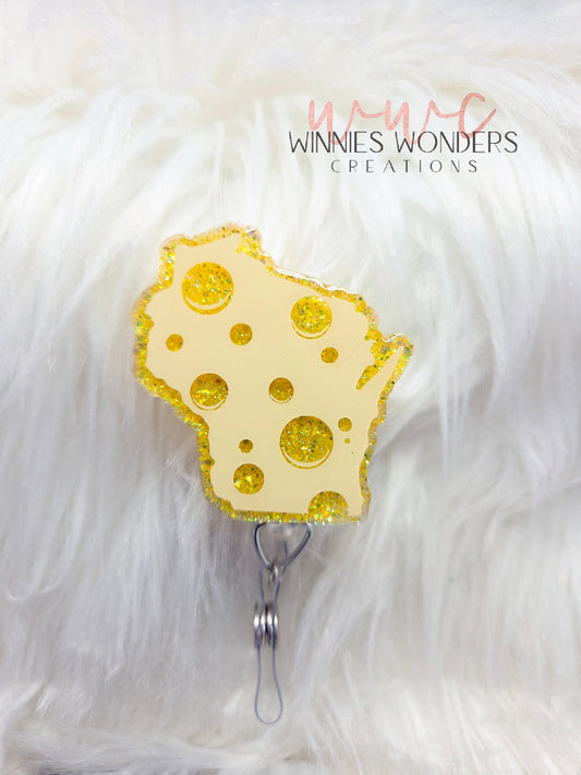 Cheese Wisconsin Badge Reel
