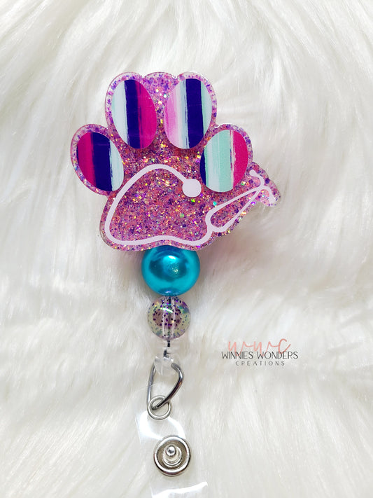 Stethoscope Paw Badge Reel