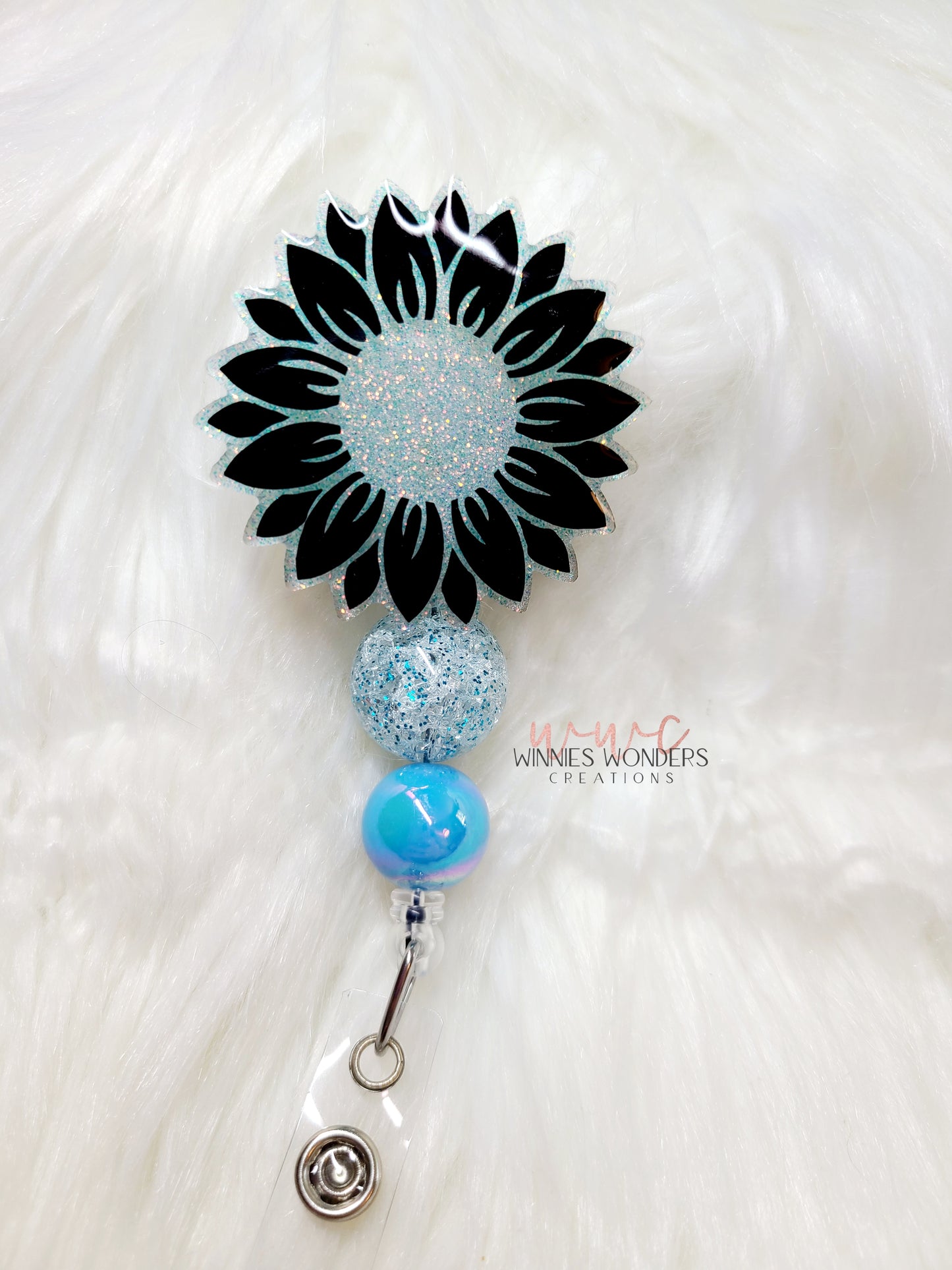 Light Blue Sunflower Badge Reel