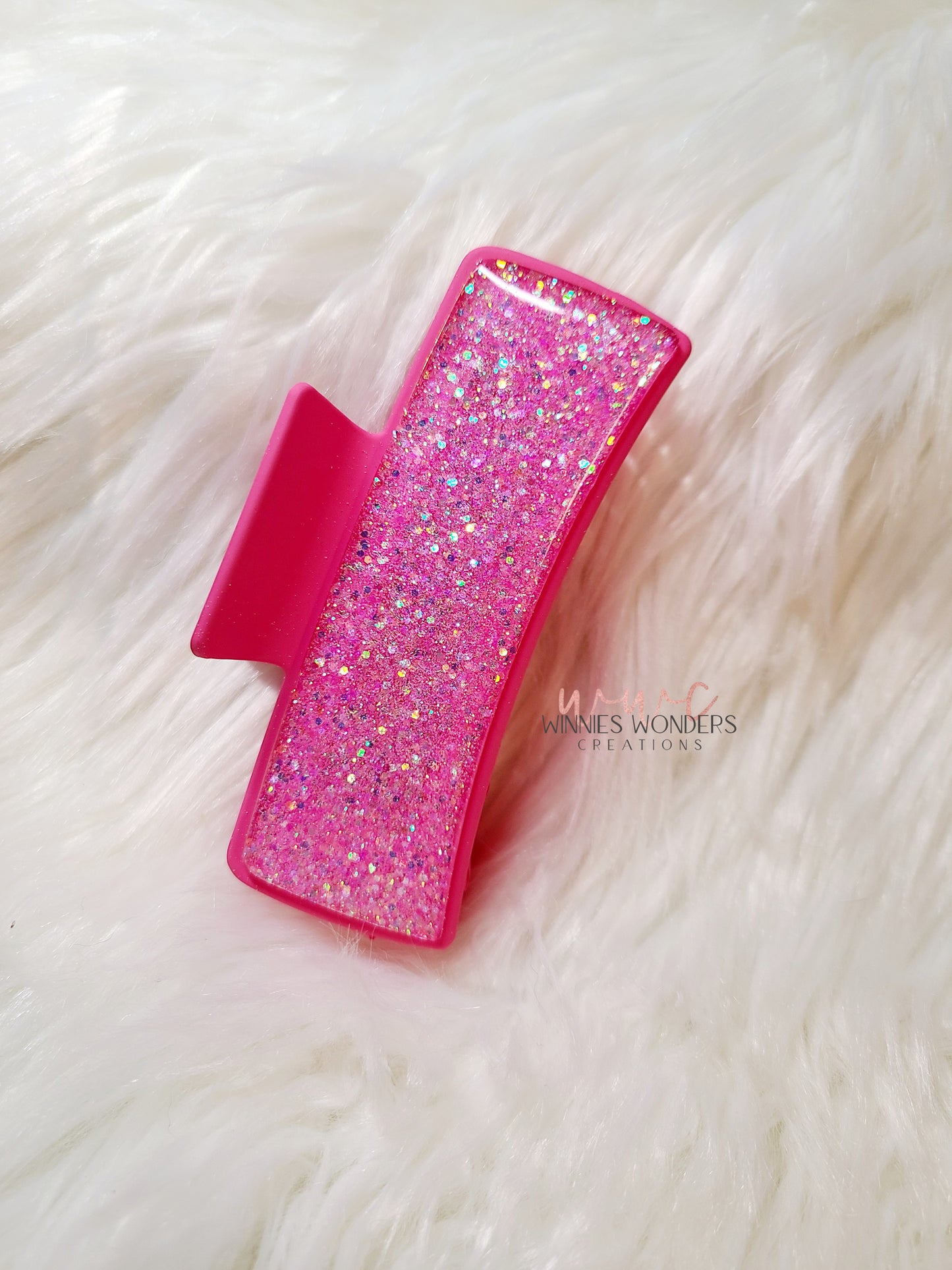 Hot Pink Glitter Hair Clip