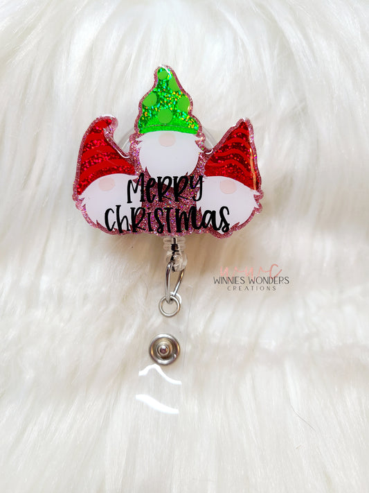 Merry Christmas Gnomes Badge Reel