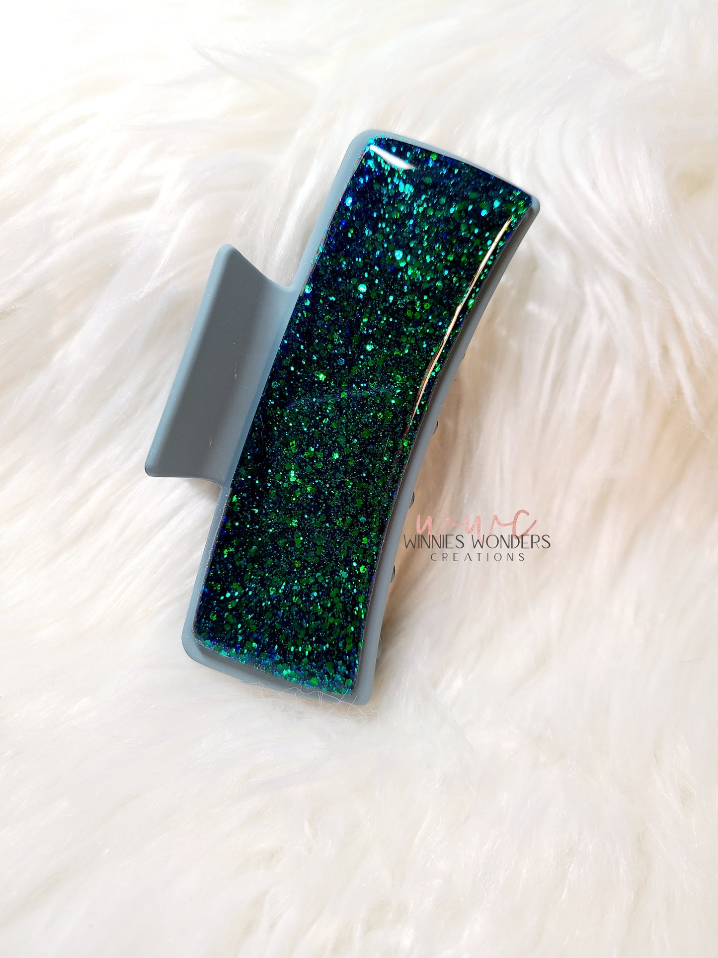 Green/Blue Glitter Hair Clip