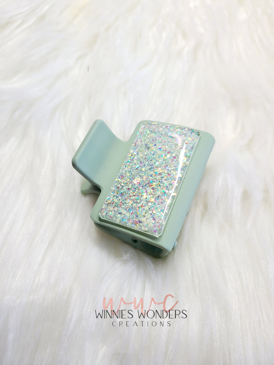 Green Glitter Small Hair Clip