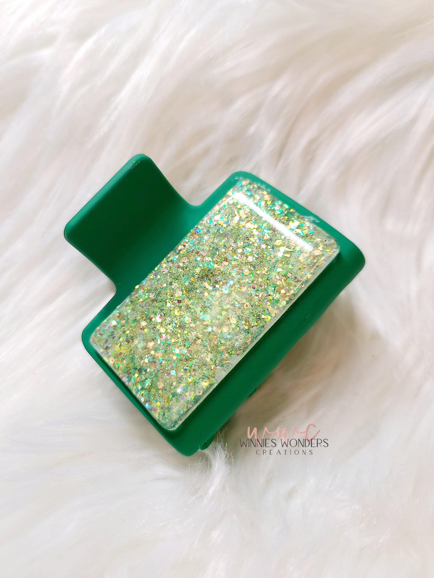 Green Glitter Small Hair Clip