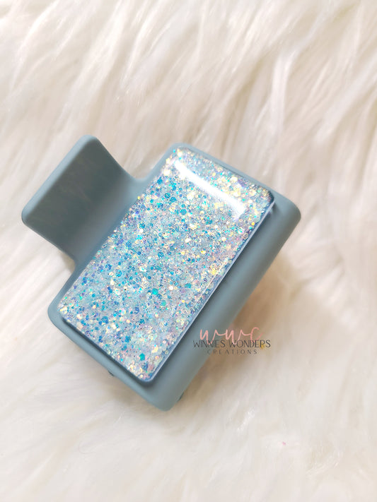 Blue Glitter Small Hair Clip