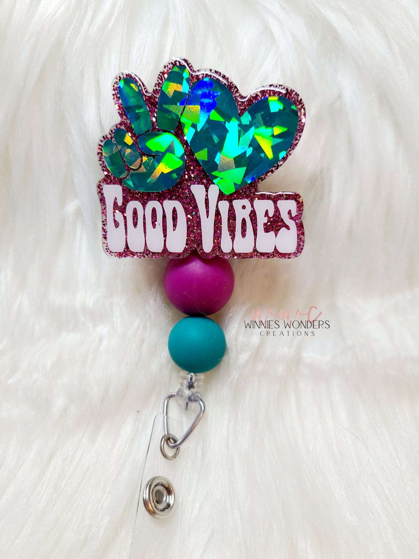 Peace Love Good Vibes Badge Reel