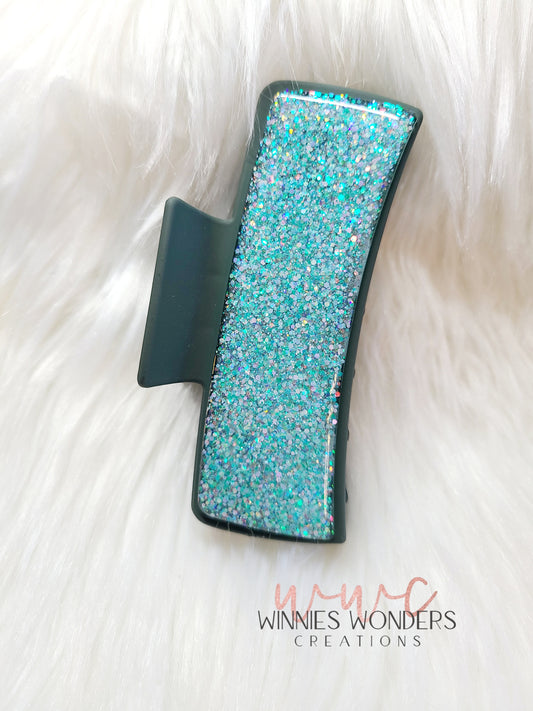 Teal Glitter Hair Clip