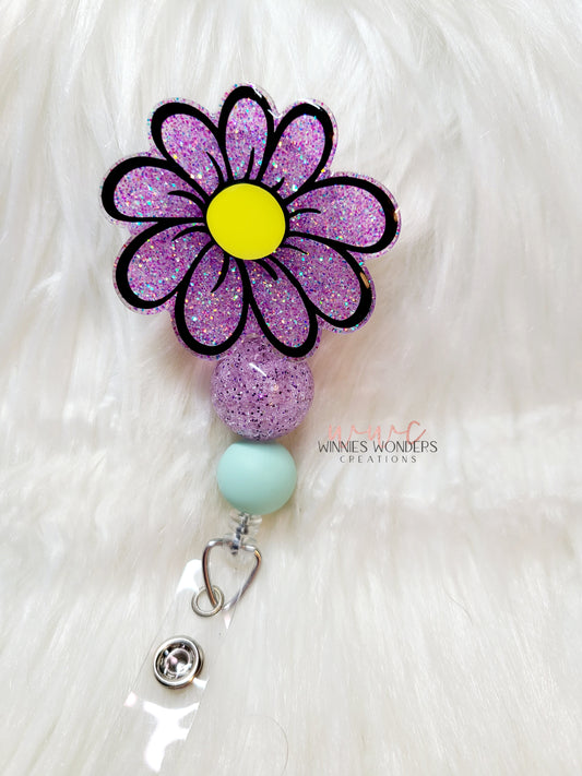 Cartoon Daisy Flower Badge Reel