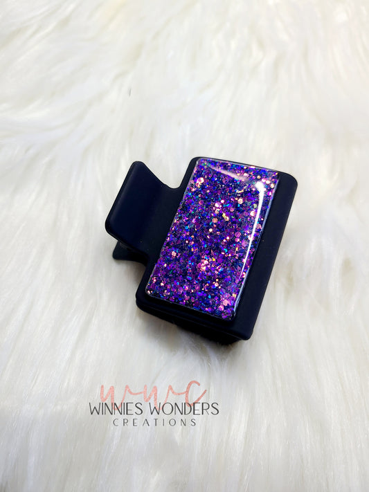 Purple Glitter Small Hair Clip