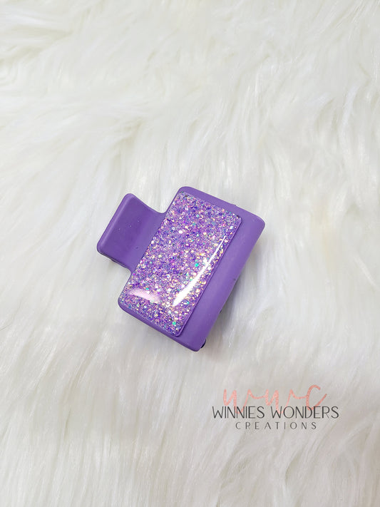 Purple Glitter Small Hair Clip