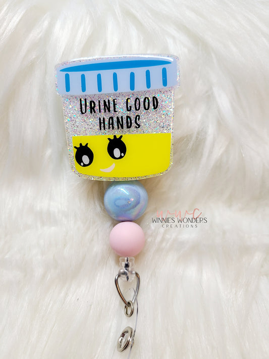 Urine Good Hands Badge Reel