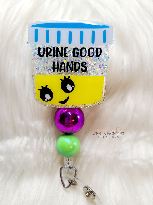 Urine Good Hands Badge Reel