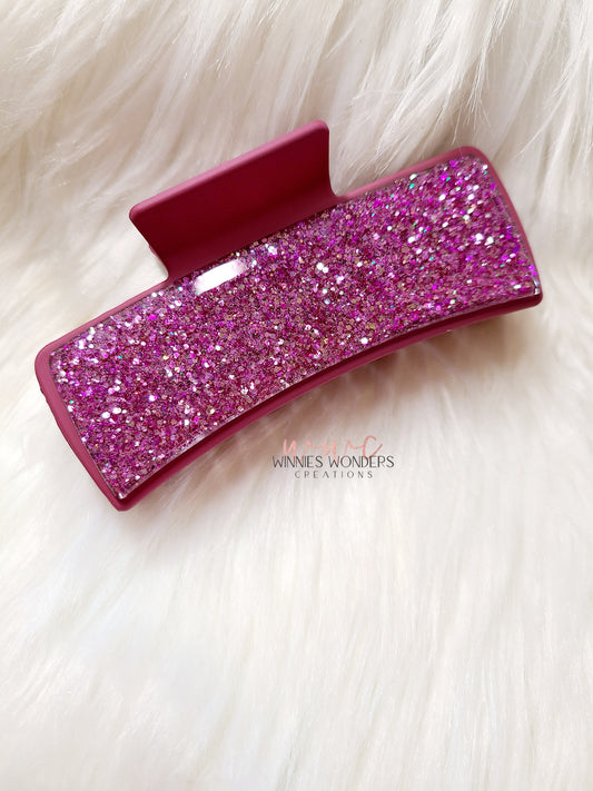 Maroon Glitter Hair Clip