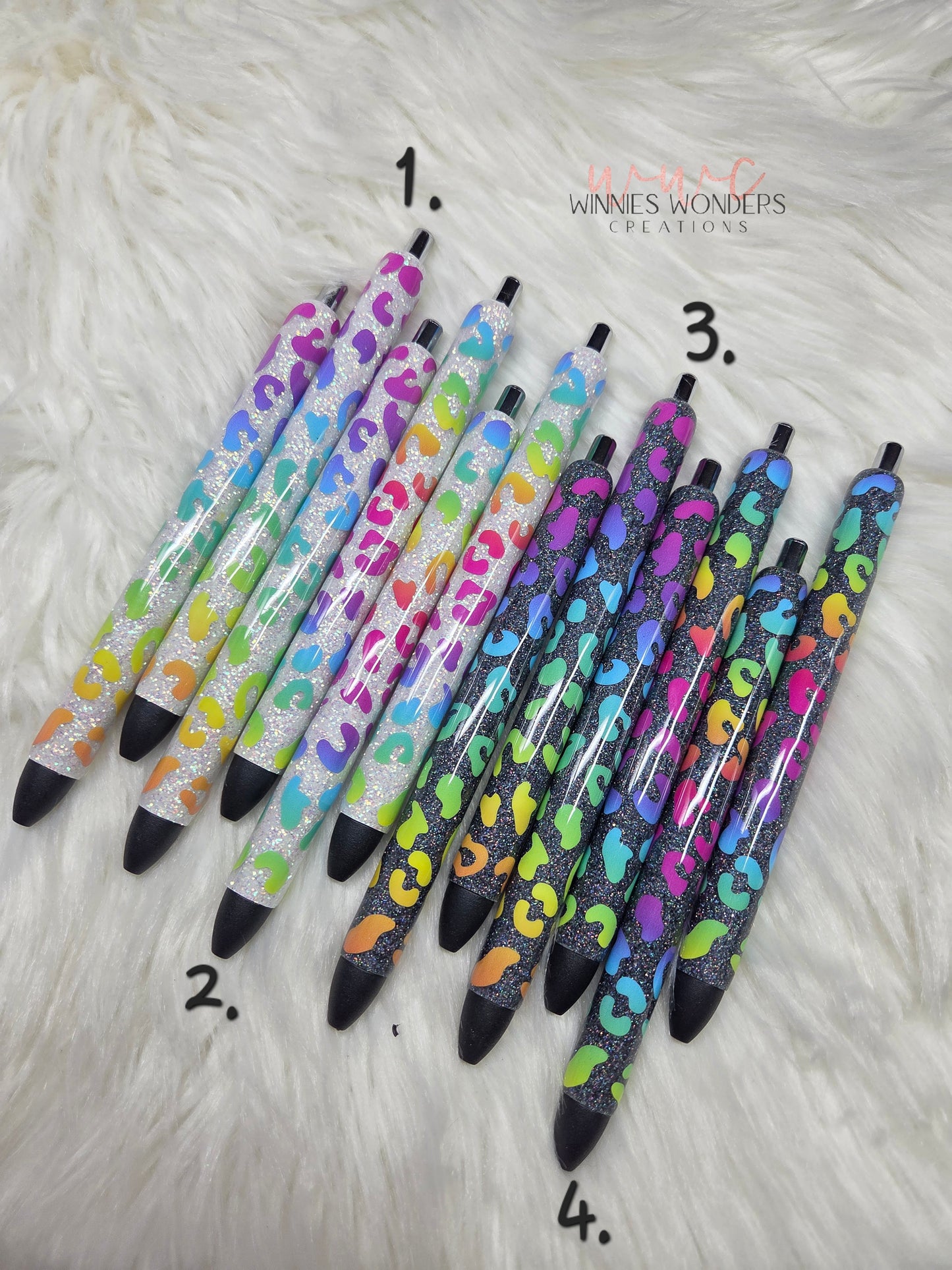 Rainbow Ombre Vinyl Leopard Glitter Pens