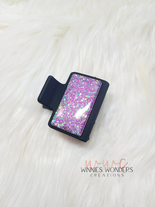 Purple Glitter Small Hair Clip