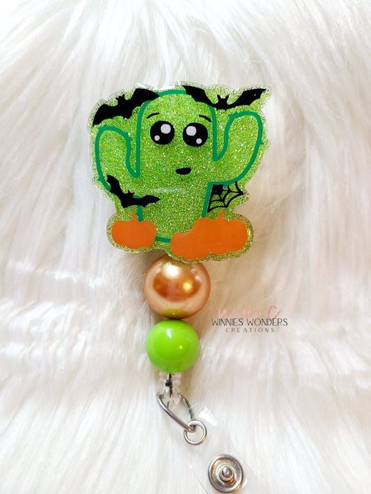 Halloween Cactus Badge Reel