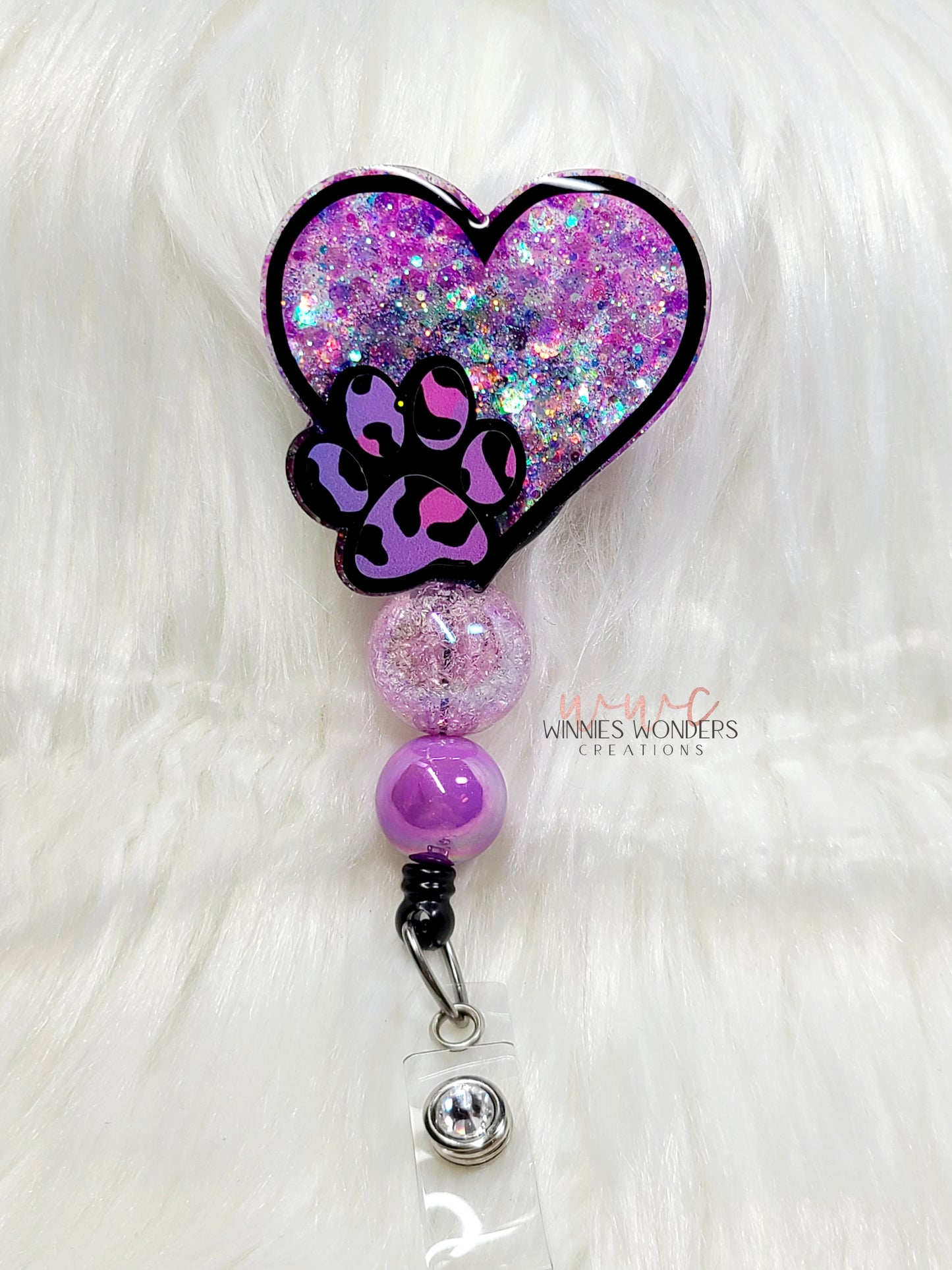 Heart with Paw Badge Reel