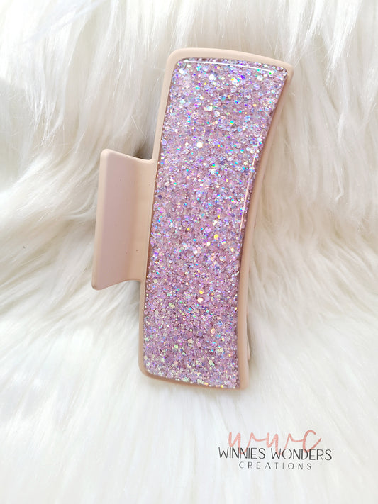 Pink/Rose Gold Glitter Hair Clip