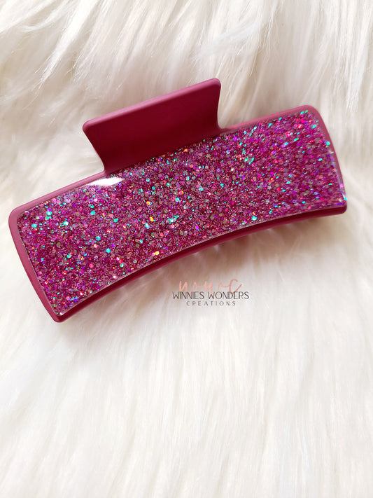 Dark Pink Glitter Hair Clip