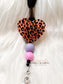 Orange Leopard Heart Lanyard