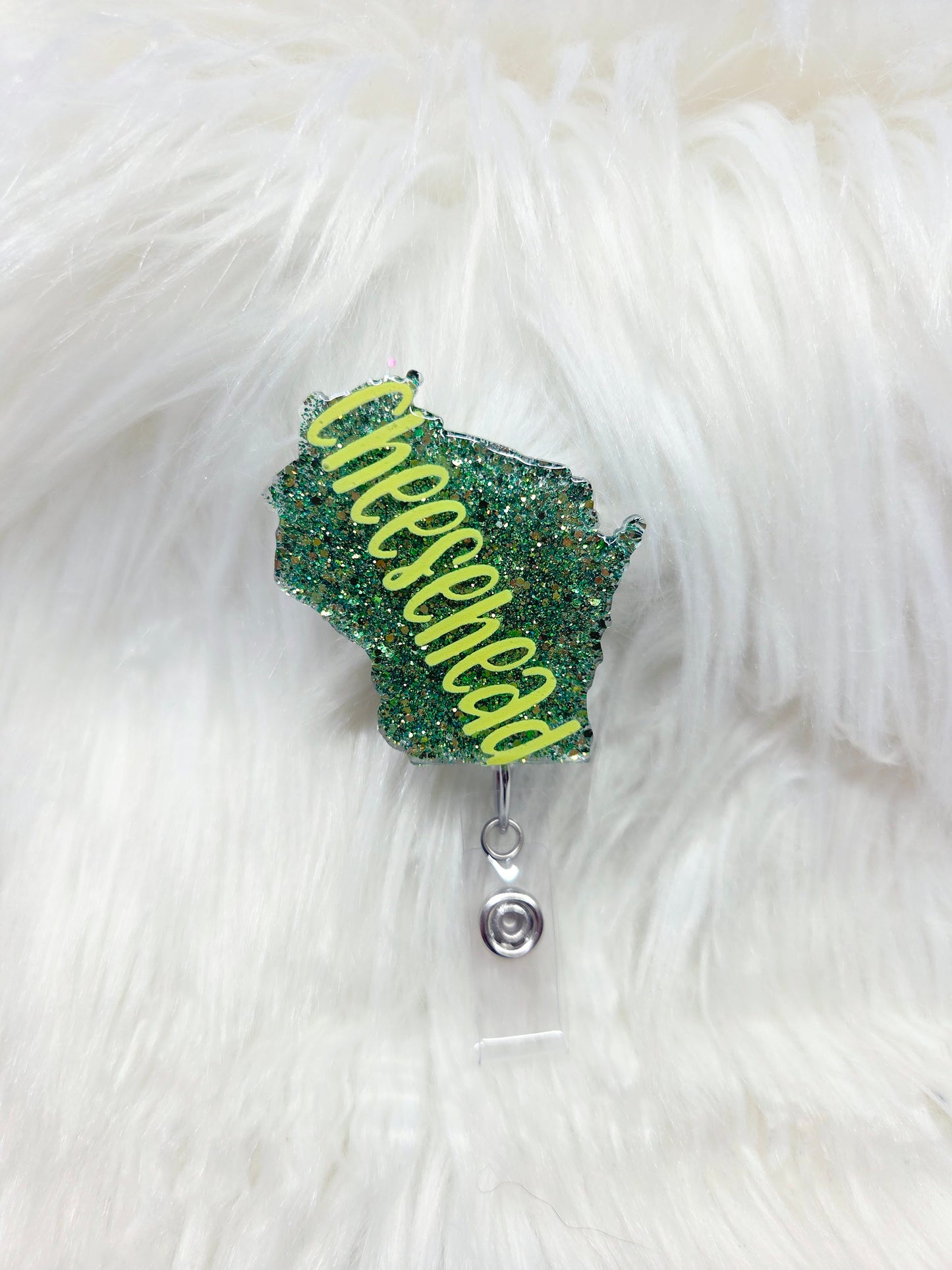 Cheesehead Wisconsin Badge Reel