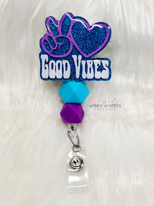 Peace Love Good Vibes Badge Reel