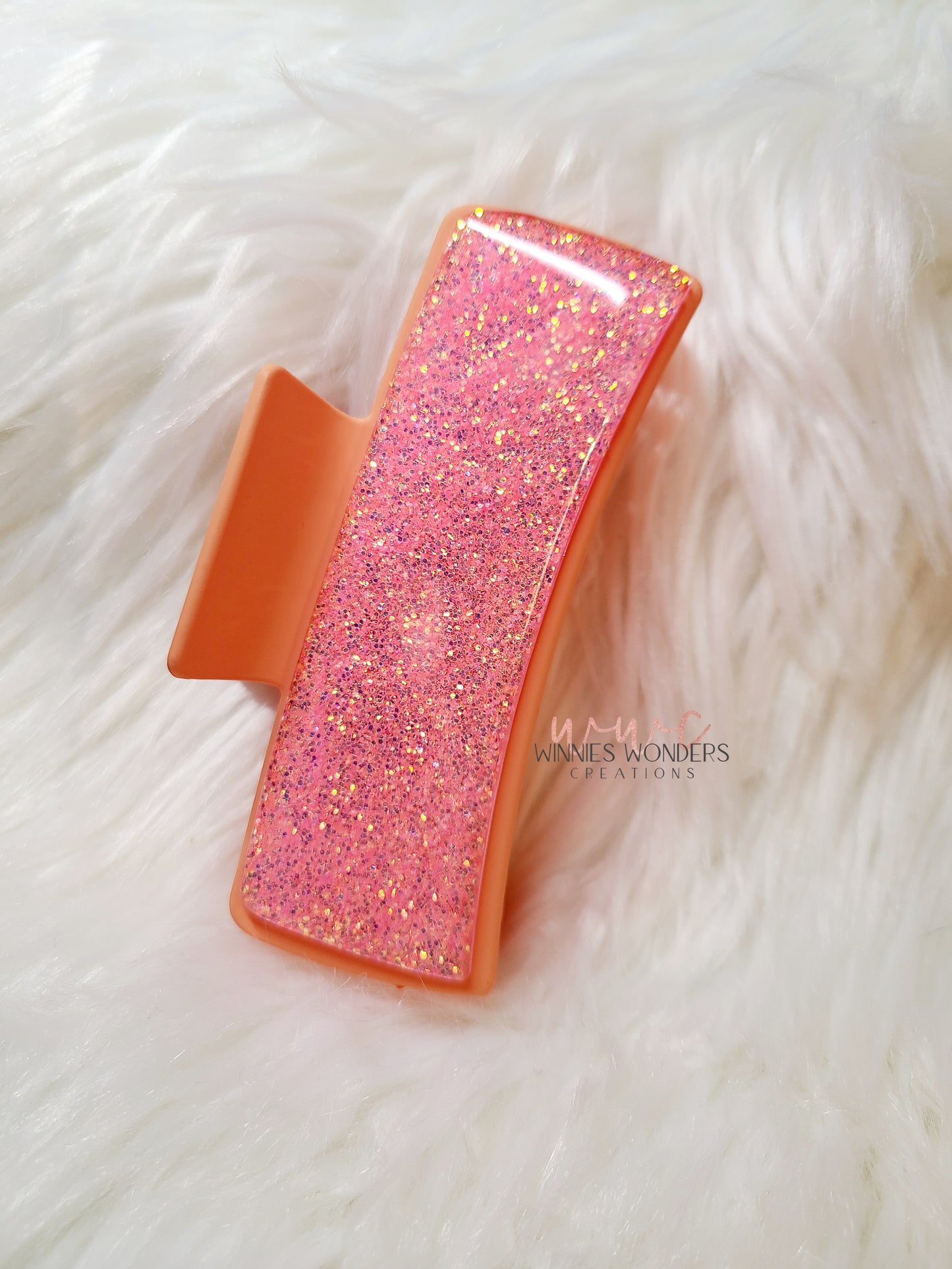 Coral Glitter Hair Clip