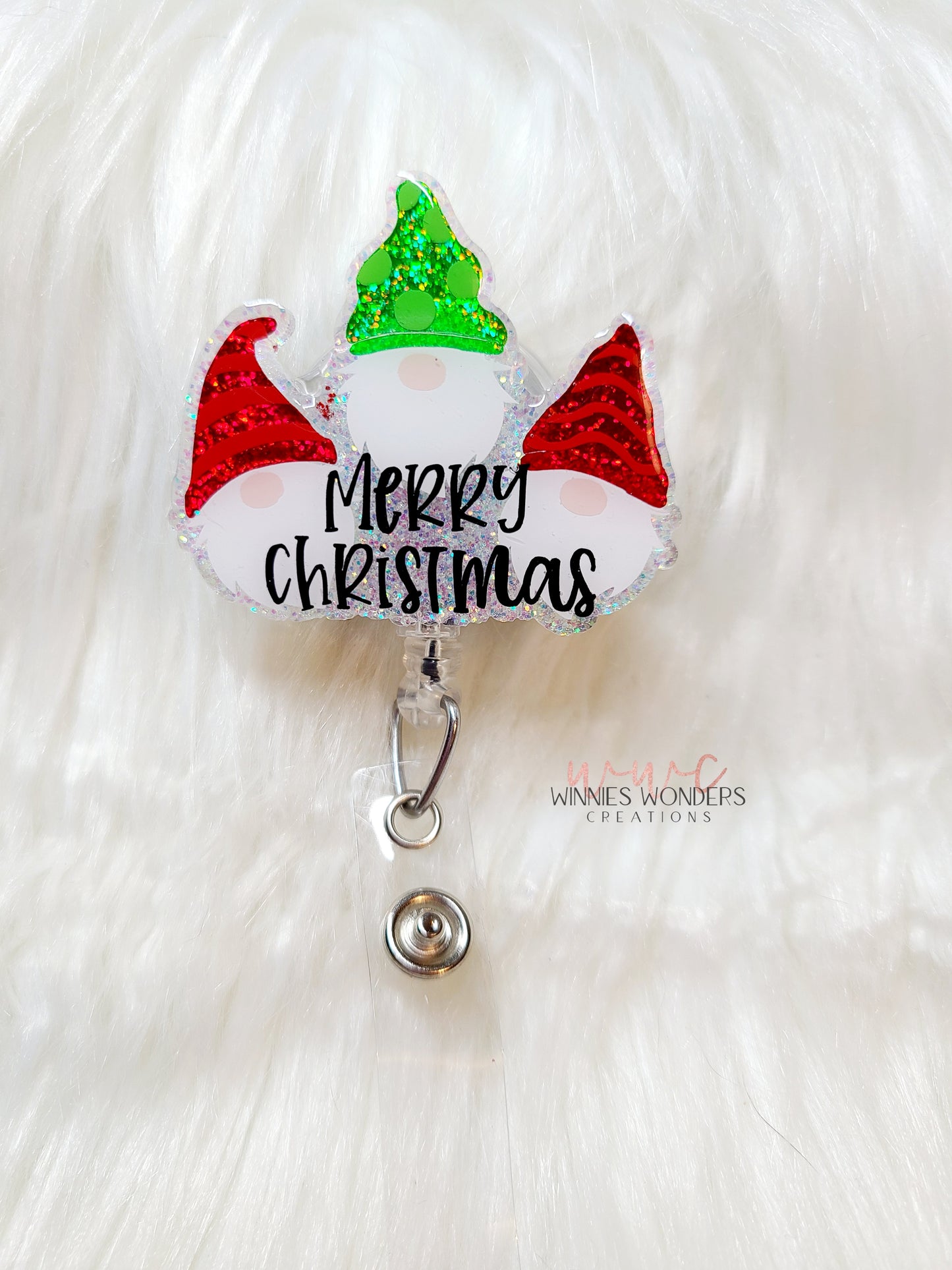 Merry Christmas Gnomes Badge Reel