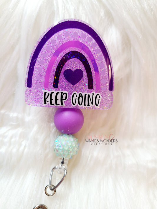 Purple Keep Going Rainbow Badge Reel