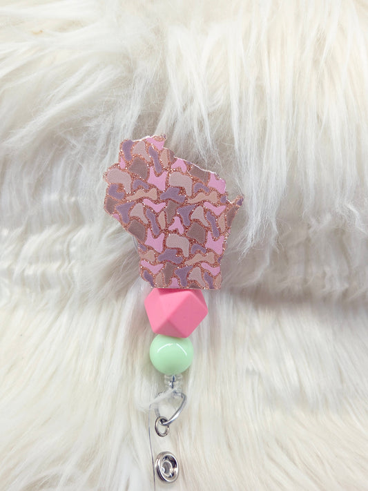 Camo Wisconsin Badge Reel